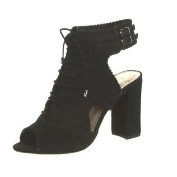 ALEXANDRE BIRMAN Booties womens size 7 Black Suede Lace-Up Open Toe - Picture 1 of 13